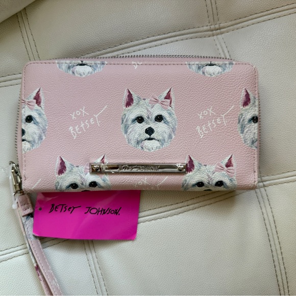 Betsey Johnson Handbags - Betsey Johnson Pink Dog Patterned wallet Wristlet